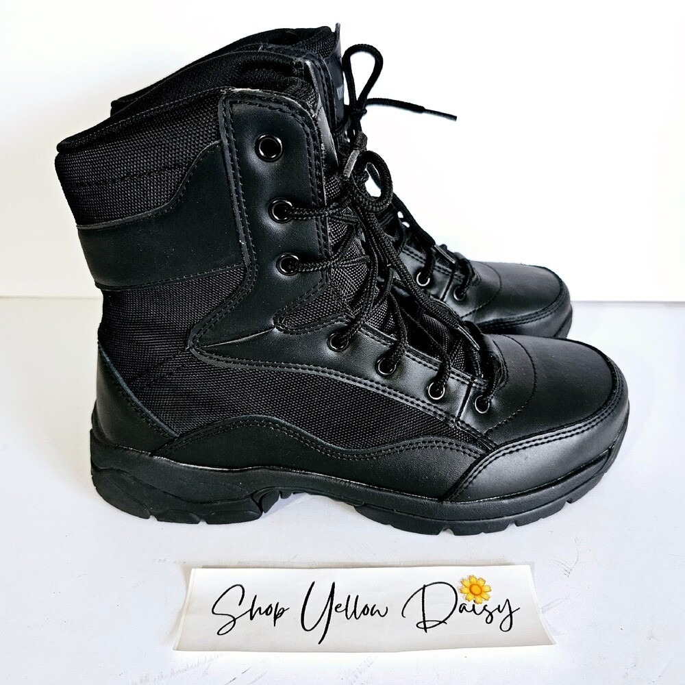 Interceptor Mens Tactical Combat Boots Black Leather Military Security  Sz 8